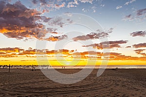 Glorious sunset seascape at Glenelg beach, Adelaide, Australia