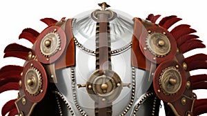 Glorious Valor: Roman Soldier\'s Breastplate Gleams on White Canvas
