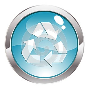 Gloss Button with Recycling Symbol