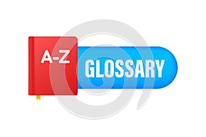 Glossary Book. Badge with book. Dictionary icon. Vector stock illustration.