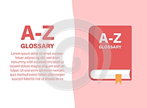 Glossary book icon in flat style. Guidebook encyclopedia vector illustration on isolated background. A-Z notebook sign business