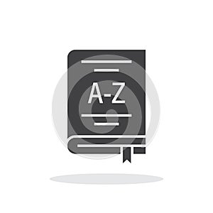Glossary book icon in flat style. Guidebook encyclopedia vector illustration on isolated background. A-Z notebook sign business