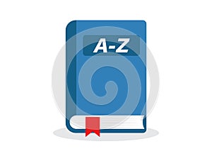 Glossary book icon in flat style. Guidebook encyclopedia vector illustration on isolated background. A-Z notebook sign business