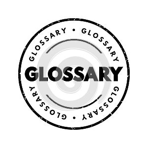 Glossary text stamp, concept background