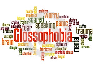 Glossophobia fear of speaking in public word cloud concept 2