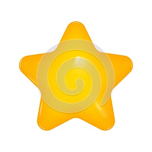 Glossy 3d star. Yellow icon. Star rank sign. Rating