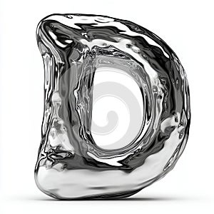 A glossy, abstract letter 'D' shaped like a liquid form