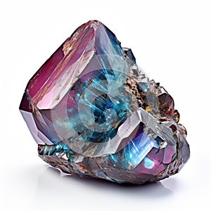 A glossy Alexandrite nugget with a color shifting effect, displayed on a white background, Ai Generated photo