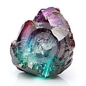 A glossy Alexandrite nugget with a color shifting effect, displayed on a white background, Ai Generated photo