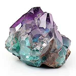 A glossy Alexandrite nugget with a color shifting effect, displayed on a white background, Ai Generated photo