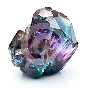 A glossy Alexandrite nugget with a color shifting effect, displayed on a white background, Ai Generated photo