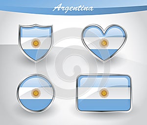 Glossy Argentina flag icon set