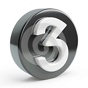 Stylish 3D Render of Number Three on Dark Circle photo