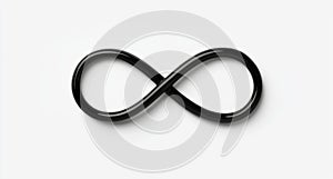A glossy black infinity symbol on a white background.