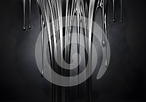 Glossy Black Liquid Drips on Textured Surface