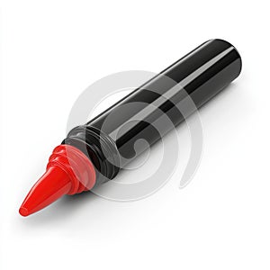 Sleek Black and Red Crayon, Pointed Tip, Isolated on White photo