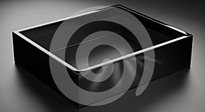 Glossy Black Rectangular Box on Dark Surface