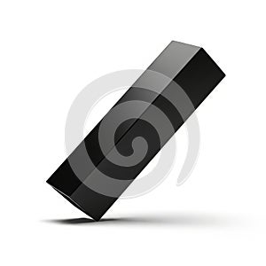 Glossy Black Rectangular Prism Object on a White Background shape geometric