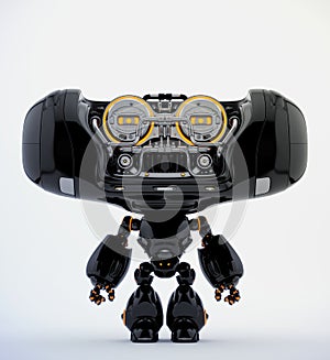 Glossy black robot toy, 3d rendering