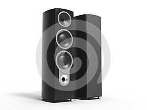 Glossy black speakers