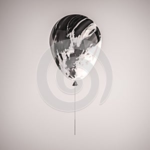 Glossy black and white marble 3D realistic balloon on the stick for party, events, presentation or other promotion banner, posters