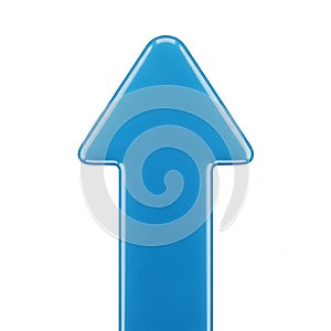 Glossy Blue Arrow Pointing Upwards on a White Background direction pointer