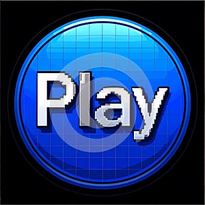 Retro Style Digital Play Button on Black Background