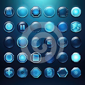 glossy blue glass button ai generated