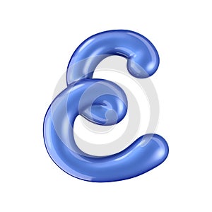 Glossy blue letter E uppercase. 3D rendering