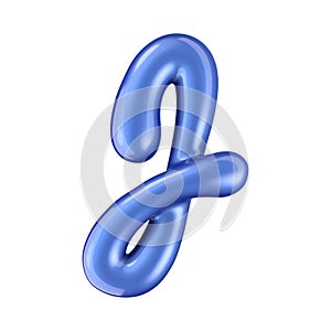 Glossy blue letter J uppercase. 3D rendering