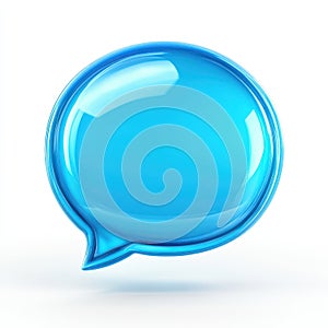 A glossy blue speech bubble icon representing communication and dialogue