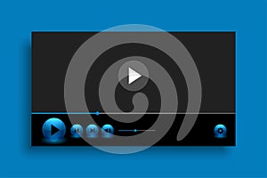 Glossy blue video player template design