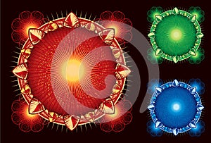 Glossy Bright Mandala circle in Black background