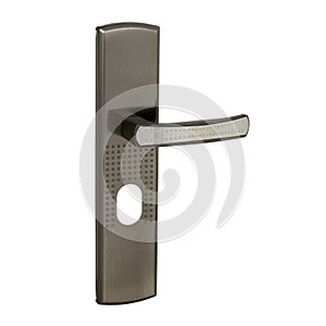 Glossy bronze door handle with perforation on the surface as a design