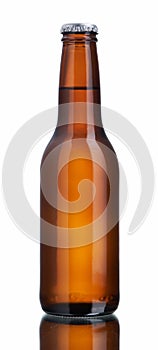 Glossy brown beer bottle