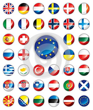 Glossy button flags - European photo