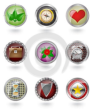 Glossy button icon set.