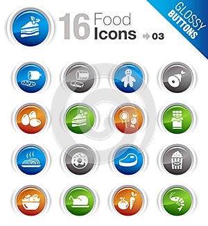 Glossy Buttons - Food Icons