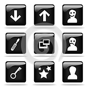 Glossy buttons with icons set