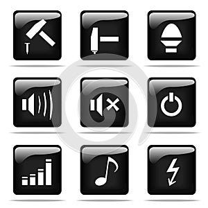 Glossy buttons with icons set