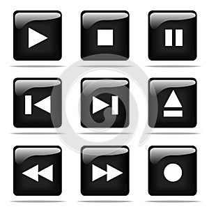 Glossy buttons with icons set