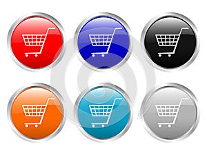 Glossy buttons shopping cart