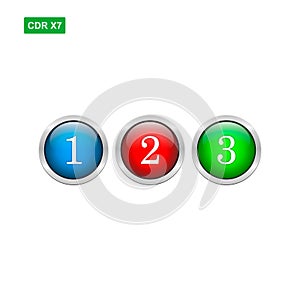 Glossy chrome button numbers vector isolated photo