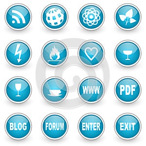 Glossy circle web icons set