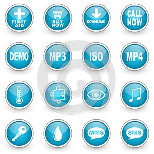 Glossy circle web icons set