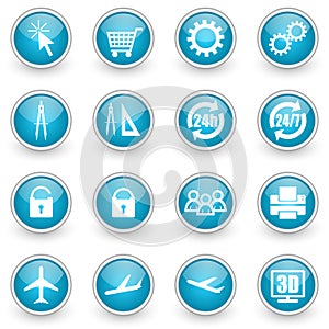 Glossy circle web icons set