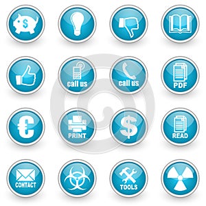 Glossy circle web icons set