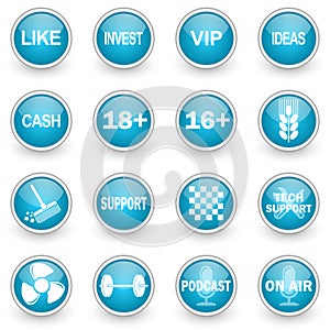 Glossy circle web icons set