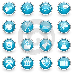 Glossy circle web icons set