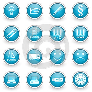 Glossy circle web icons set